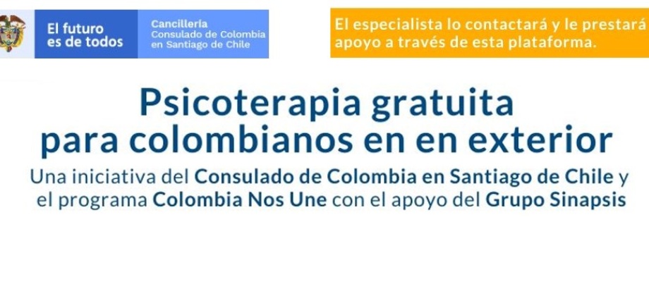 Consulado de Colombia en Santiago de Chile publica los vínculos para recibir atención gratuita con prfesionales en Psicología