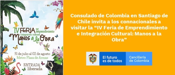 Consulado de Colombia invita a los connacionales a visitar la “IV Feria de Emprendimiento e Integración Cultural: Manos a la Obra”