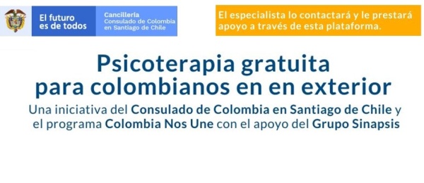 Consulado de Colombia en Santiago de Chile publica los vínculos para recibir atención gratuita con prfesionales en Psicología