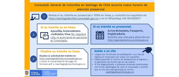 Consulado General en Santiago de Chile informa nuevo horario de atención a partir del 30 de noviembre de 2020