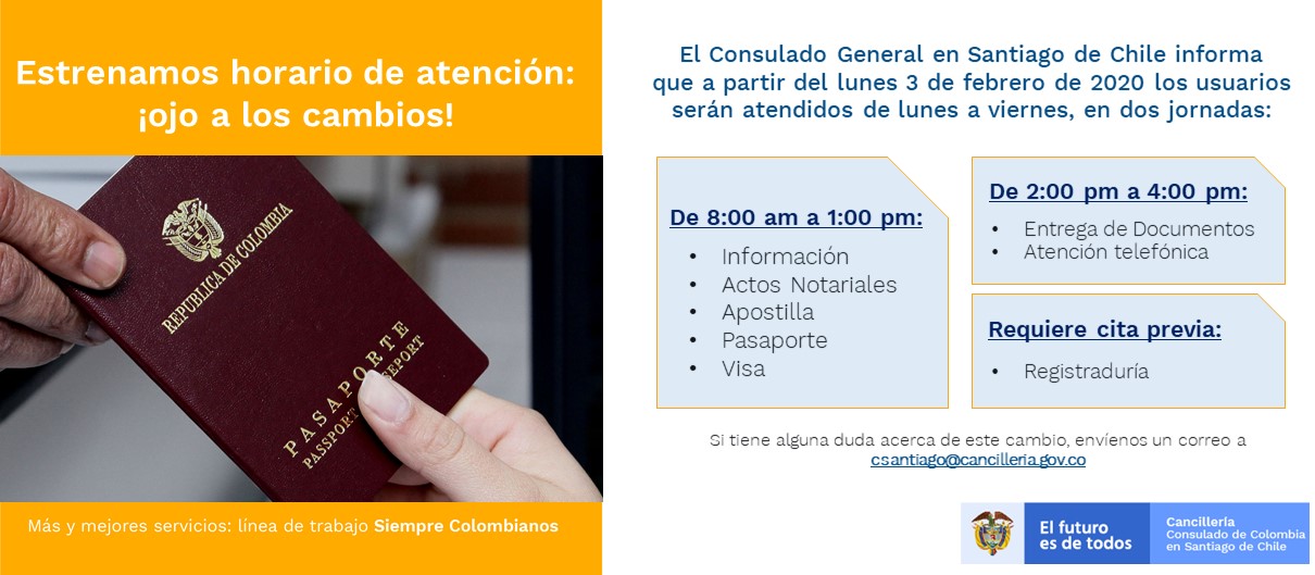 Consulado de colombia en chile horario