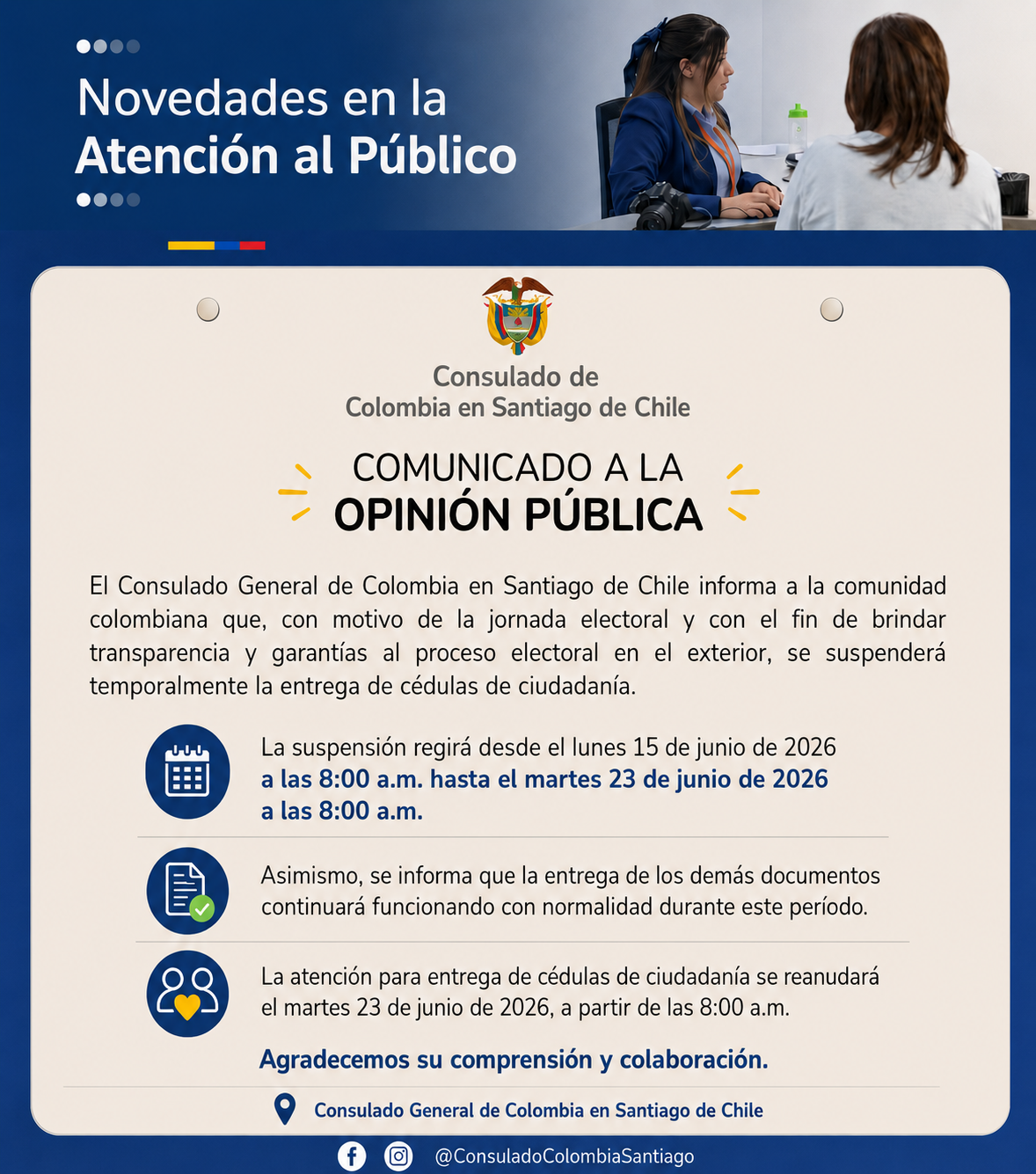 Información importante sobre la entrega de cédulas de ciudadanía