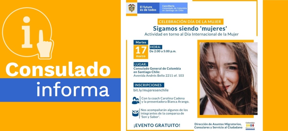 Consulado de Colombia en Santiago de Chile invita a la celebración del Día Internacional de la Mujer el 17 de marzo de 2020