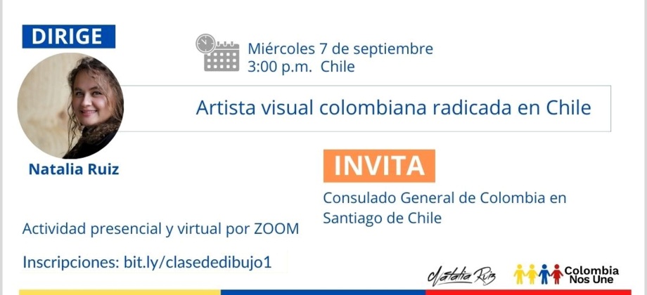 Consulado en Santiago de Chile invita a participar en la clase de dibujo y acuarela "Entre plumas y colores", el 7 de septiembre de 2022