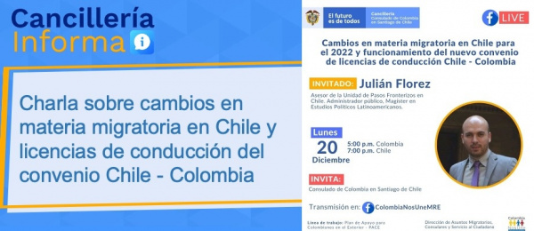 Charla sobre cambios en materia migratoria en Chile y licencias de conducción del convenio Chile-Colombia