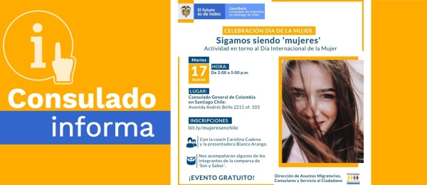 Consulado de Colombia en Santiago de Chile invita a la celebración del Día Internacional de la Mujer el 17 de marzo de 2020
